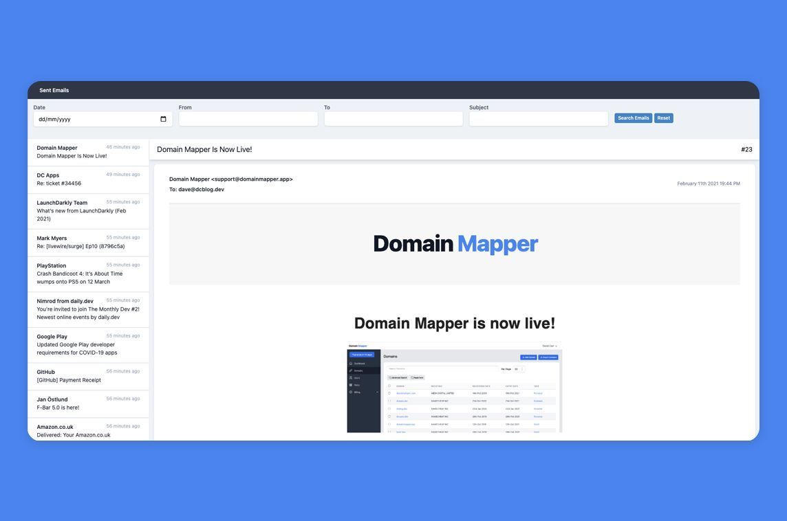 MadeWithLaravel (@madewithlaravel) on Twitter photo laravel-sent-emails by <a href="/dcblogdev/">David Carr</a> automatically collects automated emails as they are sent and shows them in a clean UI ✉️ - madewithlaravel.com/laravel-sent-e… laravel-sent-emails by <a href="/dcblogdev/">David Carr</a> automatically collects automated emails as they are sent and shows them in a clean UI ✉️ - madewithlaravel.com/laravel-sent-e…