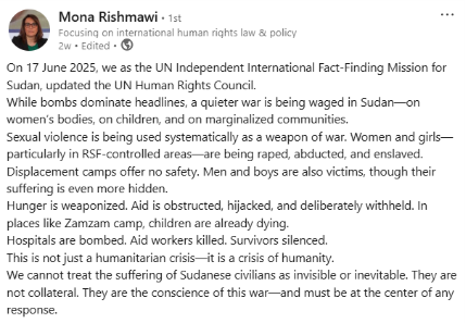 2⃣ On July 10, the #ICC Deputy Prosecutor will brief the UN Security Council on the Office of the Prosecutor’s work on #Darfur.

The briefing comes as horrific atrocities continue with devastating consequences for civilians in Sudan’s Darfur: ohchr.org/en/press-relea…
