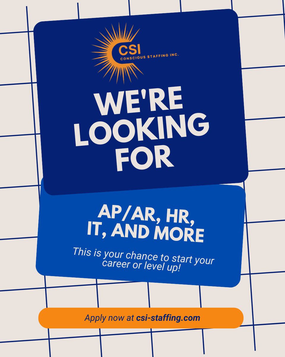 CSI_Staffing's tweet image. Whether you&apos;re ready for your next big move or exploring new opportunities, we’re here to help.  

🔗Apply today at csi-staffing.com and let’s find your fit! 

#NowHiring #JobSearch #ITJobs #HRJobs #AccountingJobs #Bookkeeping #StaffingAgency #CareerOpportunity