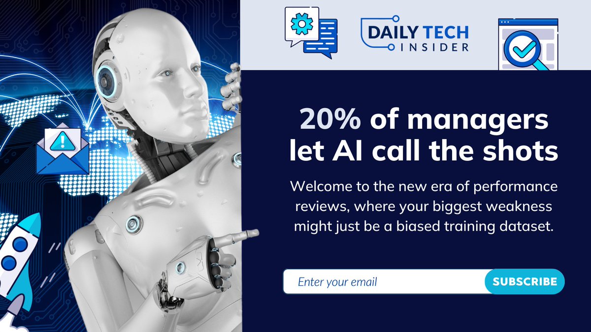 ⚠️ #AI is making people decisions.

65% of US managers use AI at work and 94% rely on it for promotions and firings. Yikes!

Get insights like this, daily. Subscribe to Daily Tech Insider 🧠 eweek.com/newsletter/sig…

#FutureOfWork #TechTrends #Leadership