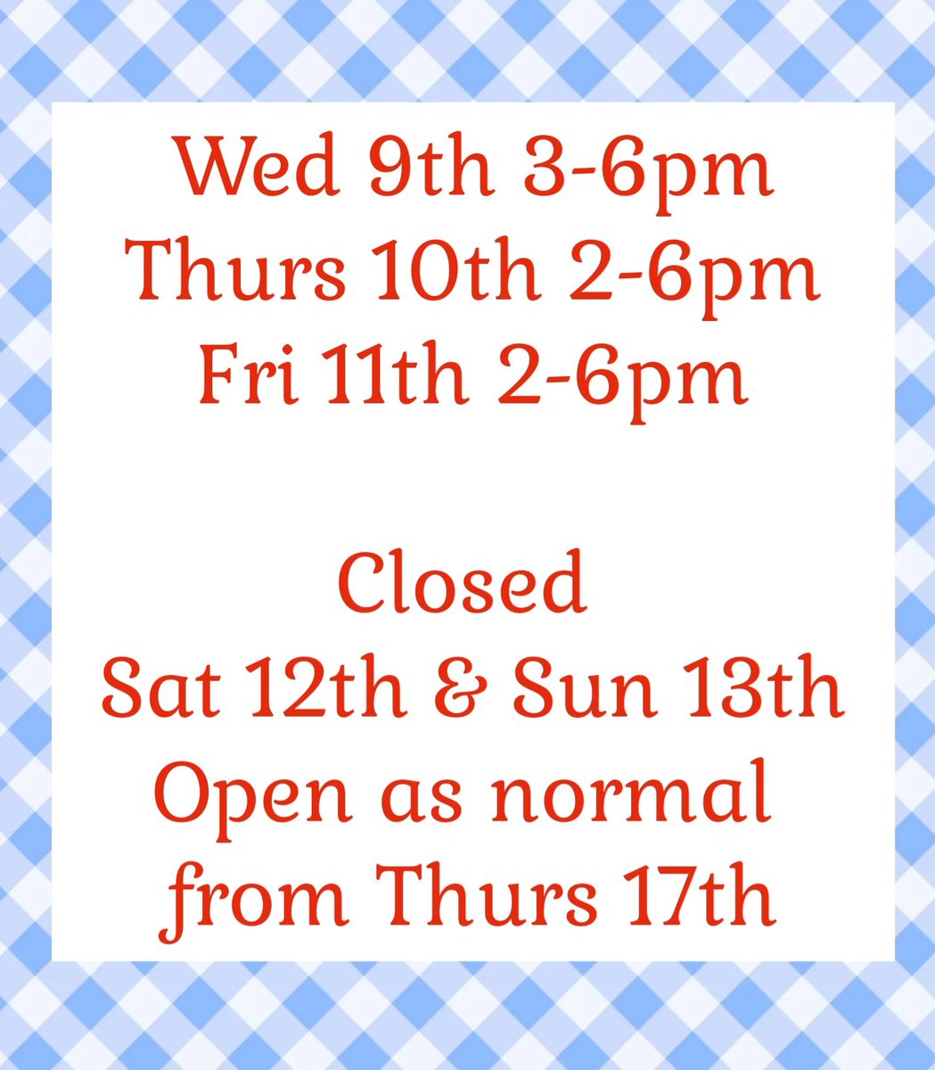 WJ_Desano's tweet photo. Opening hours for the coming week. If the forecast is correct we're in for ice cream weather!!🌞🍦 https://t.co/OsO4dJLHrG
