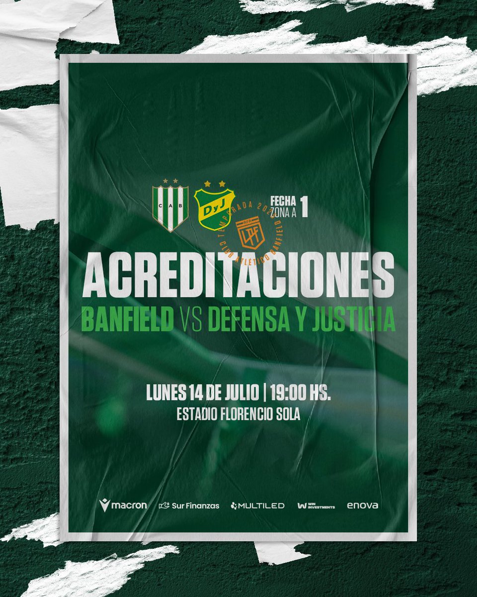 Acreditaciones de prensa 🎙️ para el encuentro ante Defensa y Justicia, por la fecha 1 del Torneo Clausura 2025.

🔗 clubabanfield.org/acreditaciones/