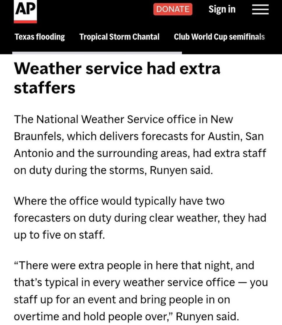 Democrats who claim President Trump's cuts to the National Weather Service killed people during the Texas flooding are unsurprisingly lying to you.