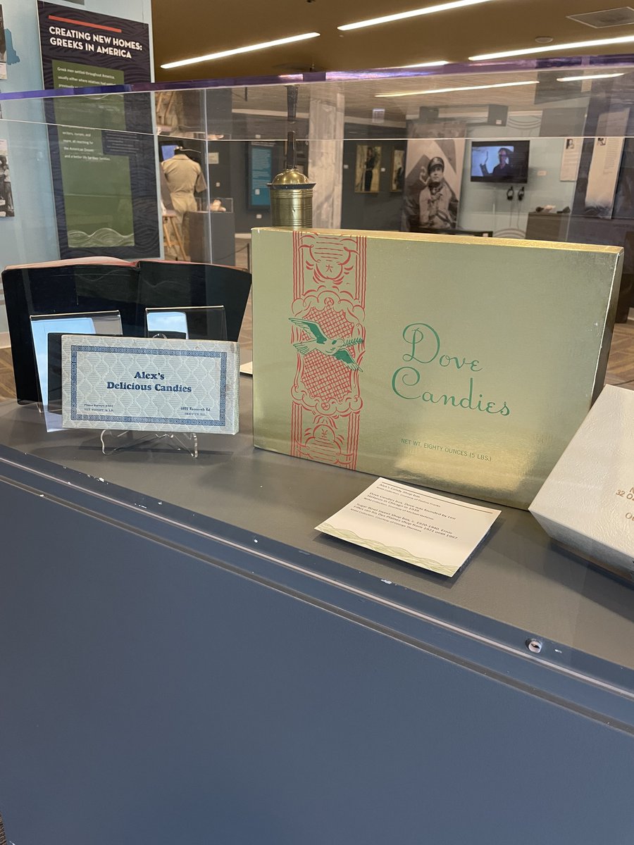 HellenicMuseum's tweet photo. 🍫 Greek immigrants helped shape Chicago’s chocolate scene! By 1908, 237 Greek-owned candy &amp; ice-cream shops thrived here—giving us icons like Dove Bars &amp; Andes Mints. See their story in our “Reaching for the American Dream” exhibit at @NatHellenic. #WorldChocolateDay https://t.co/cJLhvRxcZh
