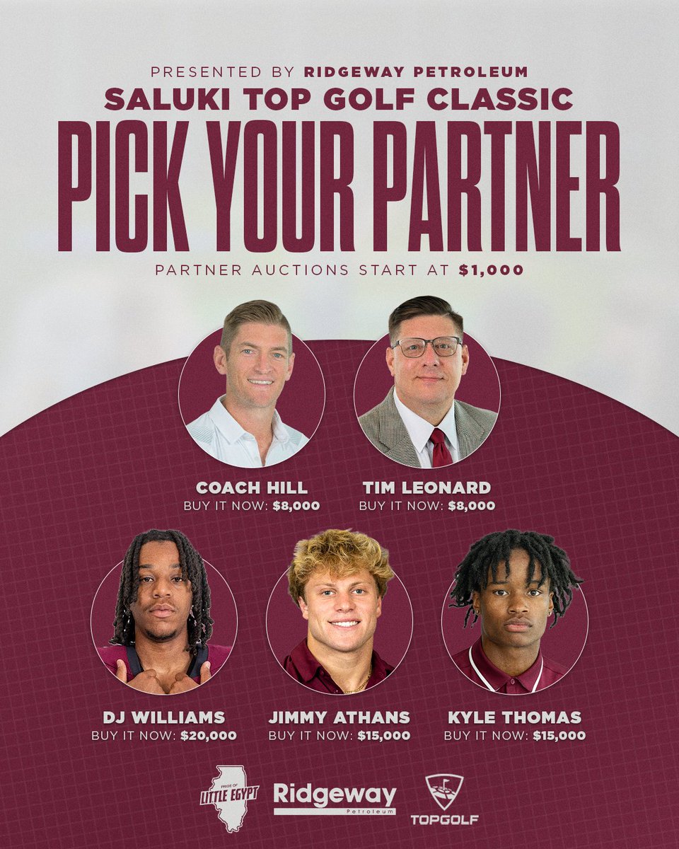 Pride of Little Egypt (@prideofle) on Twitter photo Bidding is now LIVE to swing alongside <a href="/SIUSalukis/">Saluki Athletics</a>!
Spots are limited, and this opportunity won’t last long.
🔗event.gives/salukiclassic/… Bidding is now LIVE to swing alongside <a href="/SIUSalukis/">Saluki Athletics</a>!
Spots are limited, and this opportunity won’t last long.
🔗event.gives/salukiclassic/…