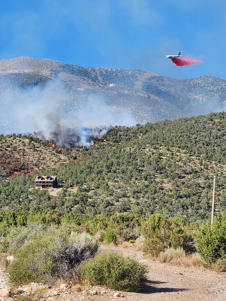 HumboldtToiyabe's tweet image. Firefighters continue to protect structures in the Trout Canyon area west of Las Vegas.  Evacuations are still in place; the fire started yesterday and is estimated at 15 acres.