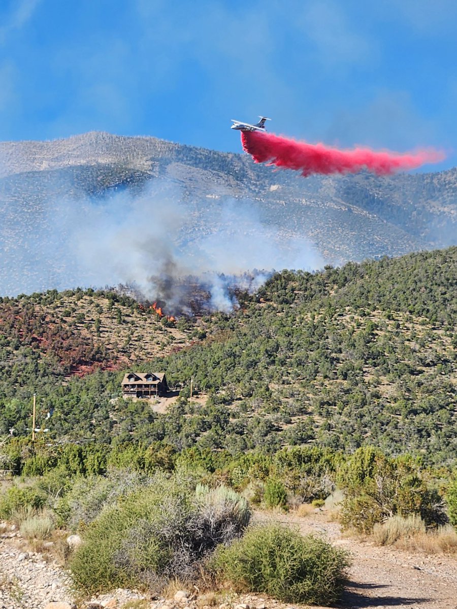 HumboldtToiyabe's tweet image. Firefighters continue to protect structures in the Trout Canyon area west of Las Vegas.  Evacuations are still in place; the fire started yesterday and is estimated at 15 acres.