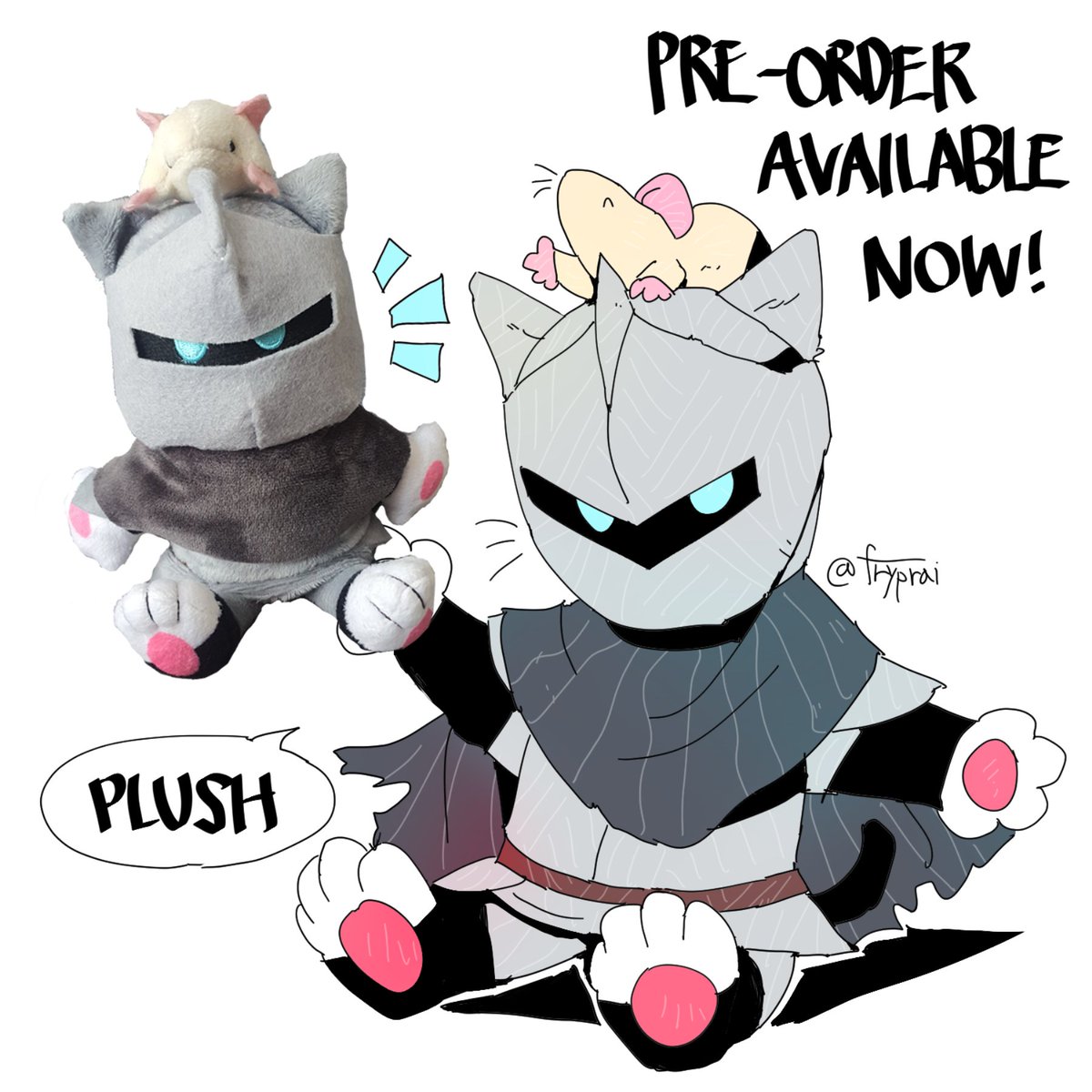 fryprai's tweet image. Surprise! I made the cat knight with a rat PLUSH :3
Pre-orders are now open, available for 30 days! Check the link to the store page.
mycraftzone.com/products/cat-k…