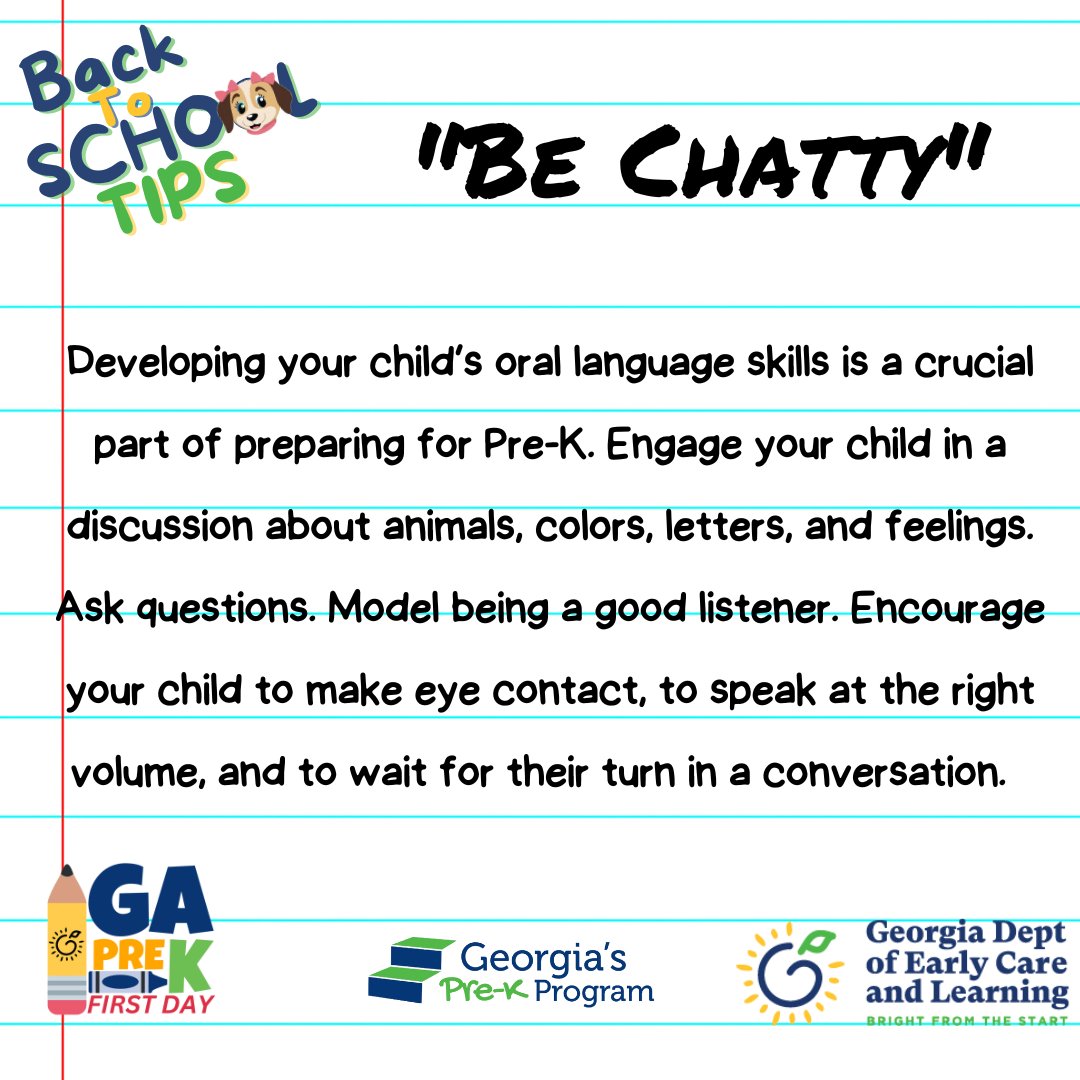 Bright from the Start (@gadeptearlycare) on Twitter photo Here is a tip for a great #GaPreKFirstDay. Follow along with DECAL social media as we give tips for a GREAT #GaPreKFirstDay. #prek #parents #teachers #prekteacher #earlyeducation #Georgia #educate #schooldays #firstdayofschool Here is a tip for a great #GaPreKFirstDay. Follow along with DECAL social media as we give tips for a GREAT #GaPreKFirstDay. #prek #parents #teachers #prekteacher #earlyeducation #Georgia #educate #schooldays #firstdayofschool
