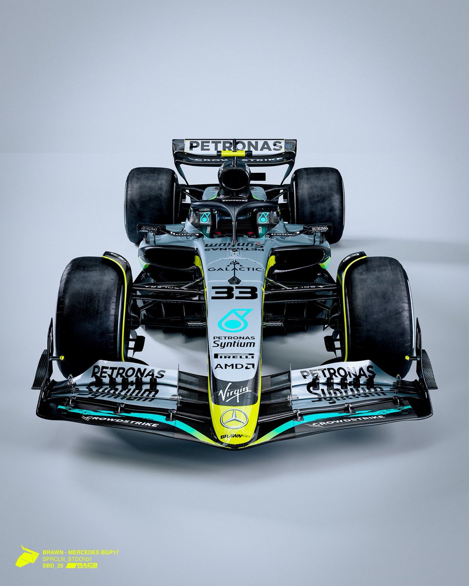 seanbulldesign's tweet image. In an alternative F1 timeline…. 

2025 Brawn GP livery concept 

In 2010 Mercedes don’t fully buy out the team and instead adopt a partnership as they had with McLaren, retaining the Brawn name and fluro

3D model licensed by @racesimstudio 

#f1 #formula1 #livery