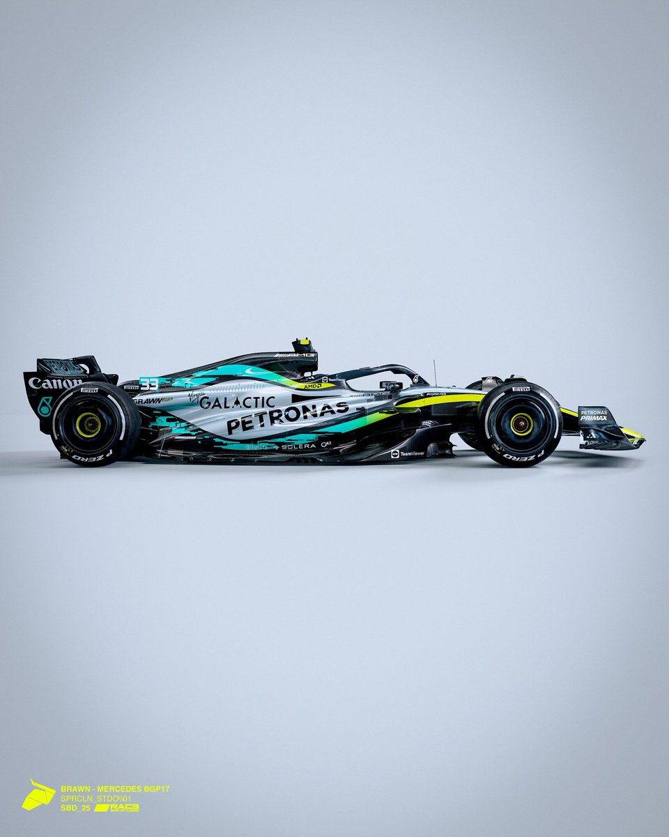 seanbulldesign's tweet image. In an alternative F1 timeline…. 

2025 Brawn GP livery concept 

In 2010 Mercedes don’t fully buy out the team and instead adopt a partnership as they had with McLaren, retaining the Brawn name and fluro

3D model licensed by @racesimstudio 

#f1 #formula1 #livery