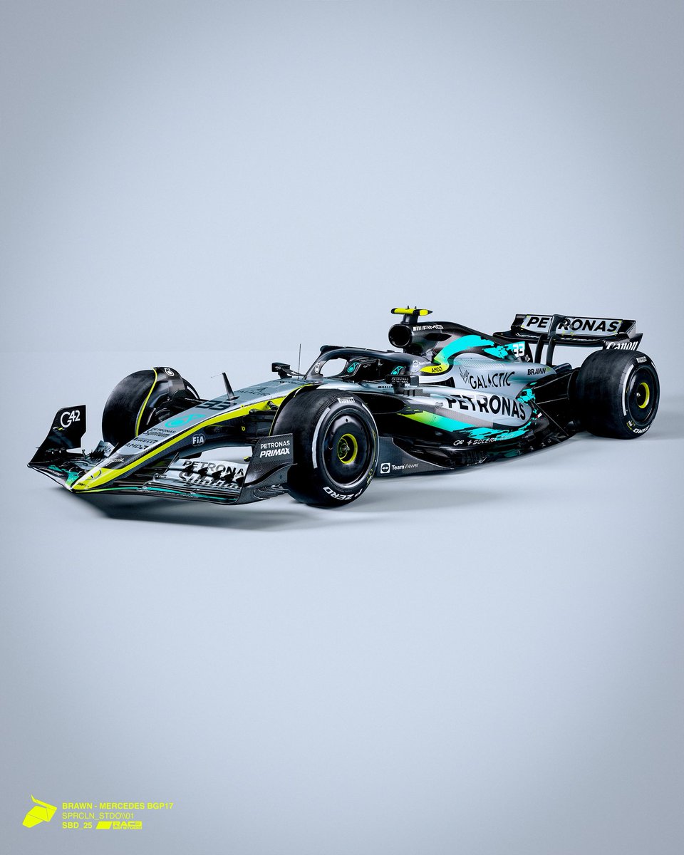 seanbulldesign's tweet image. In an alternative F1 timeline…. 

2025 Brawn GP livery concept 

In 2010 Mercedes don’t fully buy out the team and instead adopt a partnership as they had with McLaren, retaining the Brawn name and fluro

3D model licensed by @racesimstudio 

#f1 #formula1 #livery
