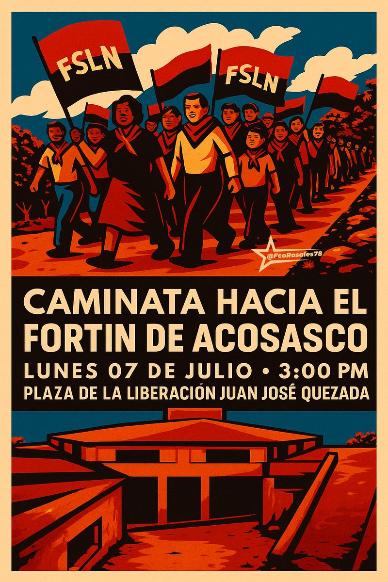 Francisco Rosales 🇳🇮 (@fcorosales78) on Twitter photo Hoy #7Julio conmemoramos el 46 Aniversario de la liberación del Fortín de Acosasco, fecha en la que se recuerda cuando los guerrilleros Sandinistas tomaron uno de los últimos reductos de la guardia nacional.
#4619SiempreMásAllá
<a href="/Amanecerabz/">Amanecer 🇳🇮</a> <a href="/corpav_m/">Carnitas Sandinista ❤🖤❤🇳🇮</a> <a href="/Atego16/">@🅰🆃🅴🅶🅾 🇳🇮</a> <a href="/jcsankings/">Juan Carlos Sánchez</a> Hoy #7Julio conmemoramos el 46 Aniversario de la liberación del Fortín de Acosasco, fecha en la que se recuerda cuando los guerrilleros Sandinistas tomaron uno de los últimos reductos de la guardia nacional.
#4619SiempreMásAllá
<a href="/Amanecerabz/">Amanecer 🇳🇮</a> <a href="/corpav_m/">Carnitas Sandinista ❤🖤❤🇳🇮</a> <a href="/Atego16/">@🅰🆃🅴🅶🅾 🇳🇮</a> <a href="/jcsankings/">Juan Carlos Sánchez</a>