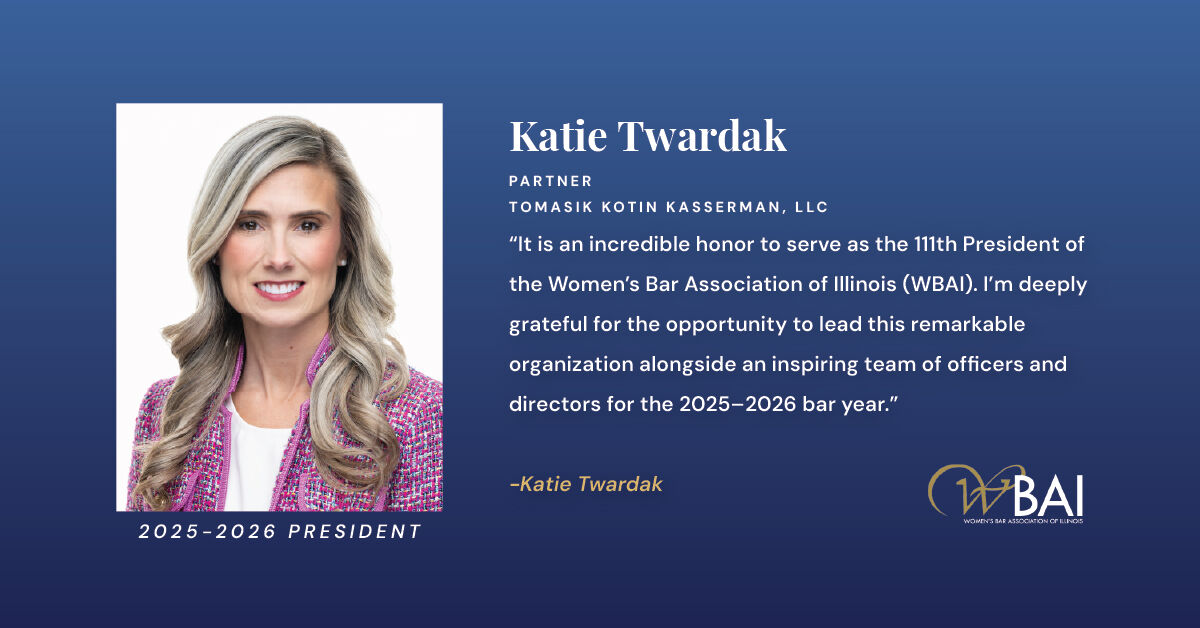 Partner Katie Twardak is incredibly grateful to serve as the 111th WBAI President. We wish her continued success as she leads the organization for the 2025–2026 bar year!

#TKKLaw #WBAI #WBAIPresident
