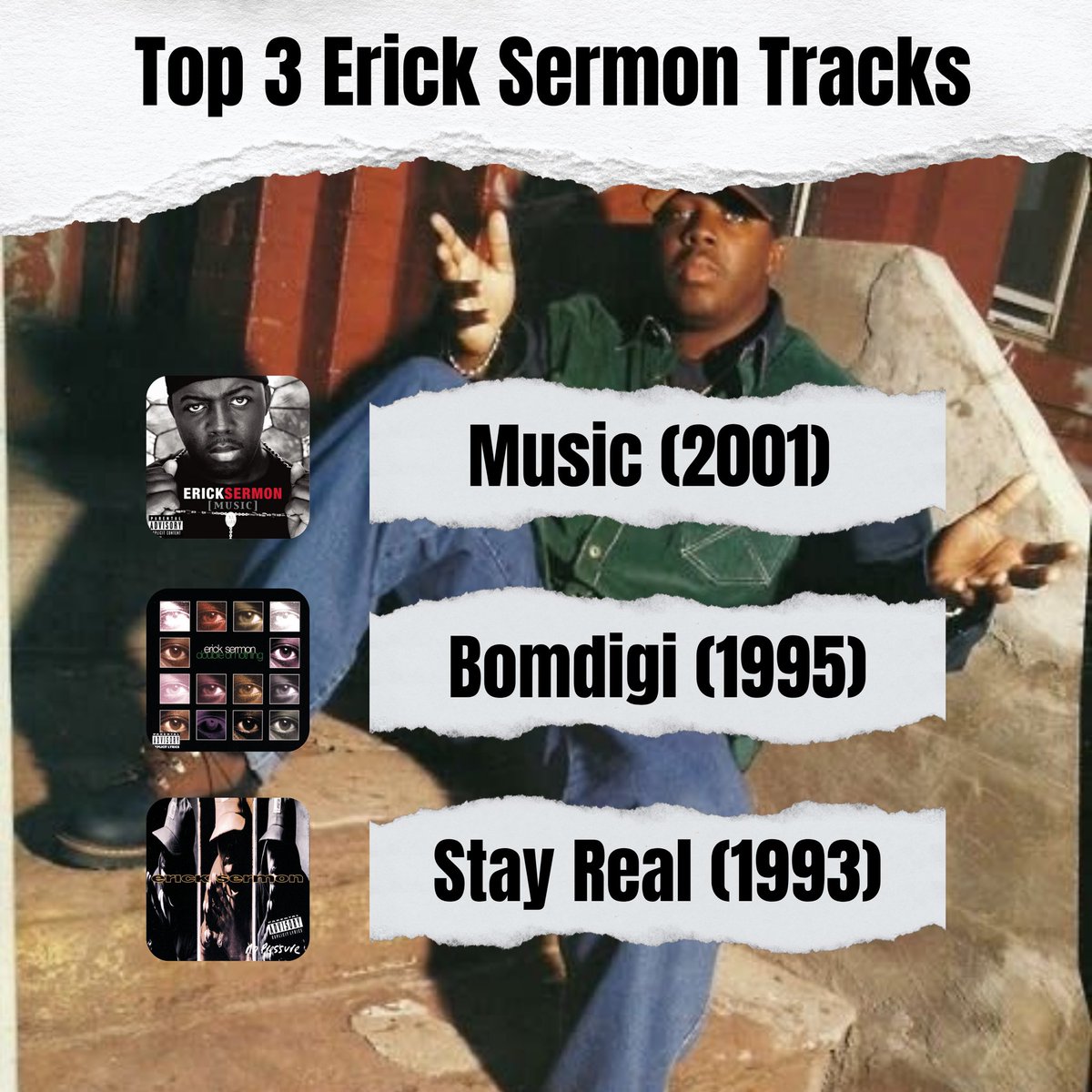 InspectTheDecks's tweet image. Erick Sermon, the Green Eyed Bandit, one of the illest producers to snatch a mic - been lacing gems & spitting heat since the late 80s from EPMD to Def Squad!
My top 3 solo tracks right here:
- Music (2001)
- Bomdigi (1995)
- Stay Real (1993)
HM: Maintain (1996) 🔥🔥