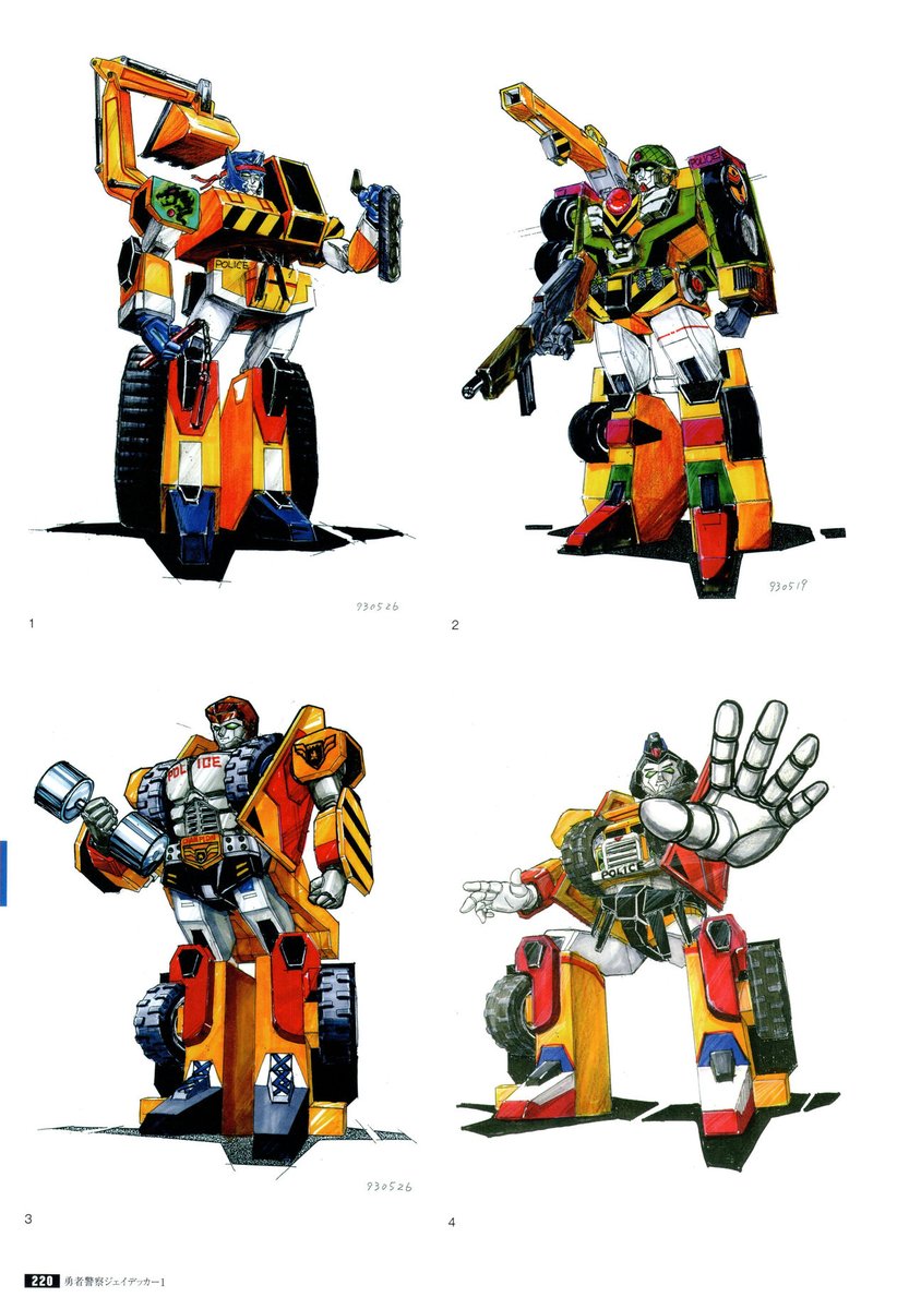 burninfighbird's tweet image. Brave Police J-Decker robot concept designs for everyone who hasn't seen them.