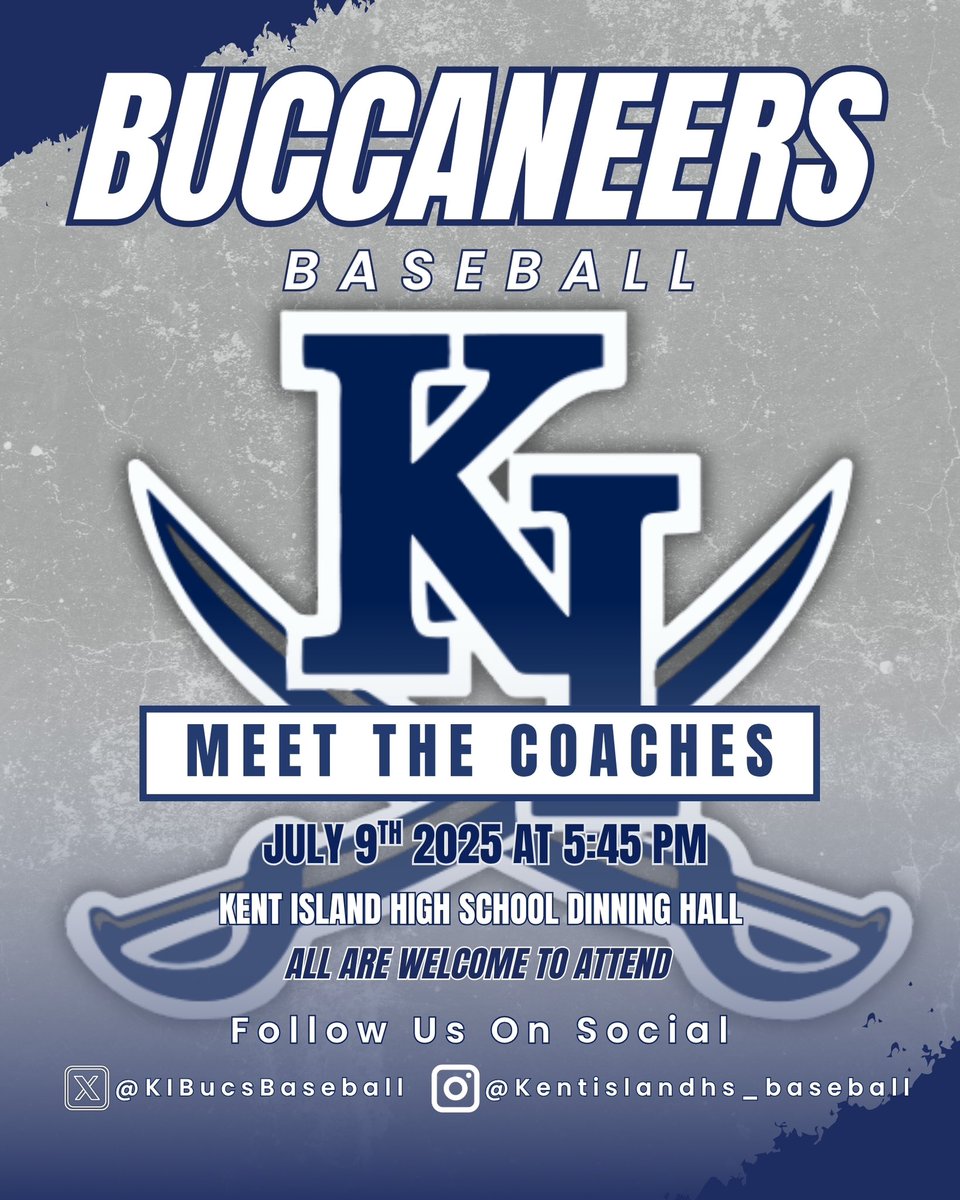 🚨 Meet the Coaches 🚨 

👤 Head Coach Jack Cheney &amp; Assistants
📍 KIHS Cafeteria
🗓️ Wed, 7/9/25 (5:45pm)
📣 Meet the Staff; Discuss the Program &amp; Future of KI Baseball; Travel Ball/College Recruiting

All players/parents are welcome - current, incoming freshman, future Bucs