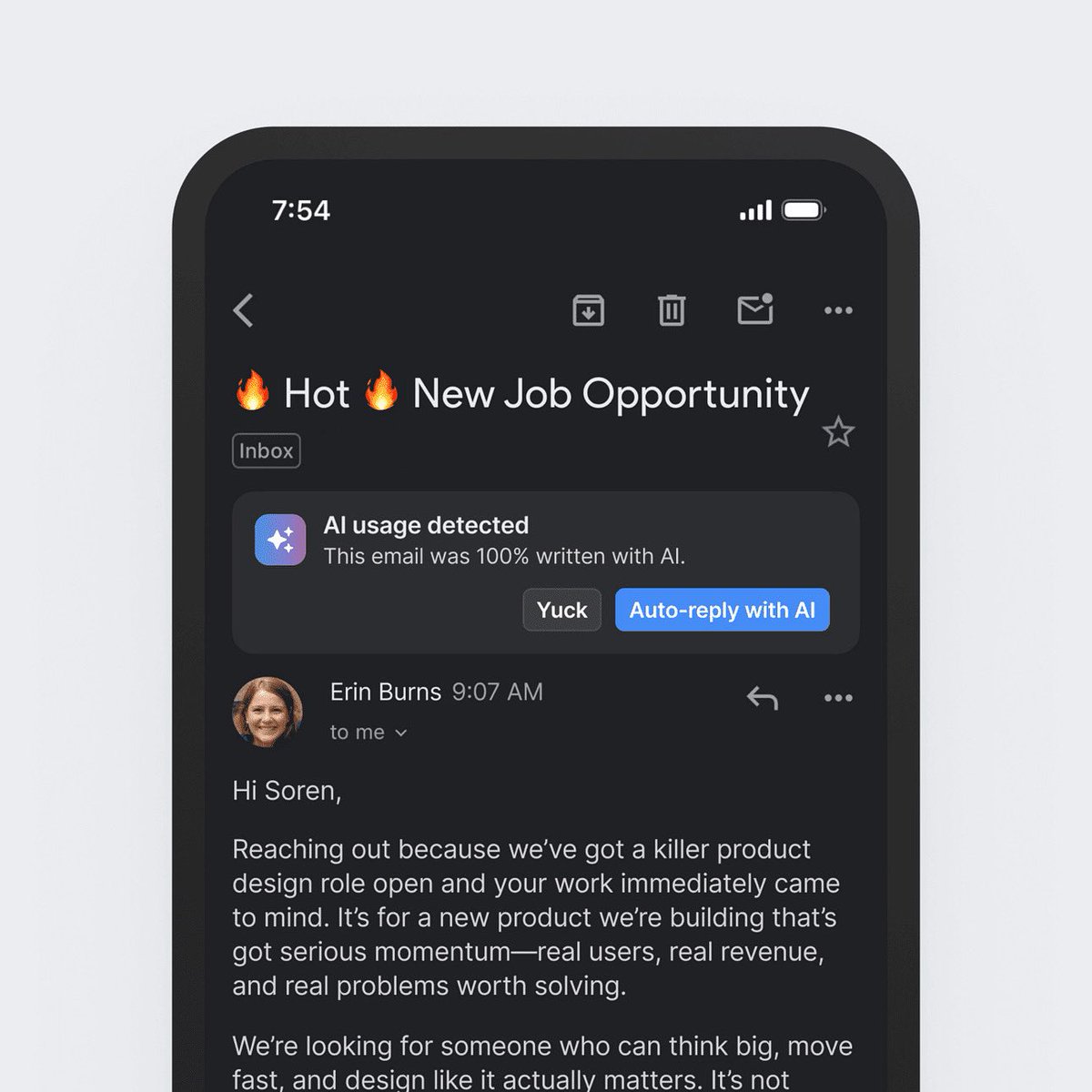 soren_iverson's tweet image. Gmail show how much of an email was written with AI