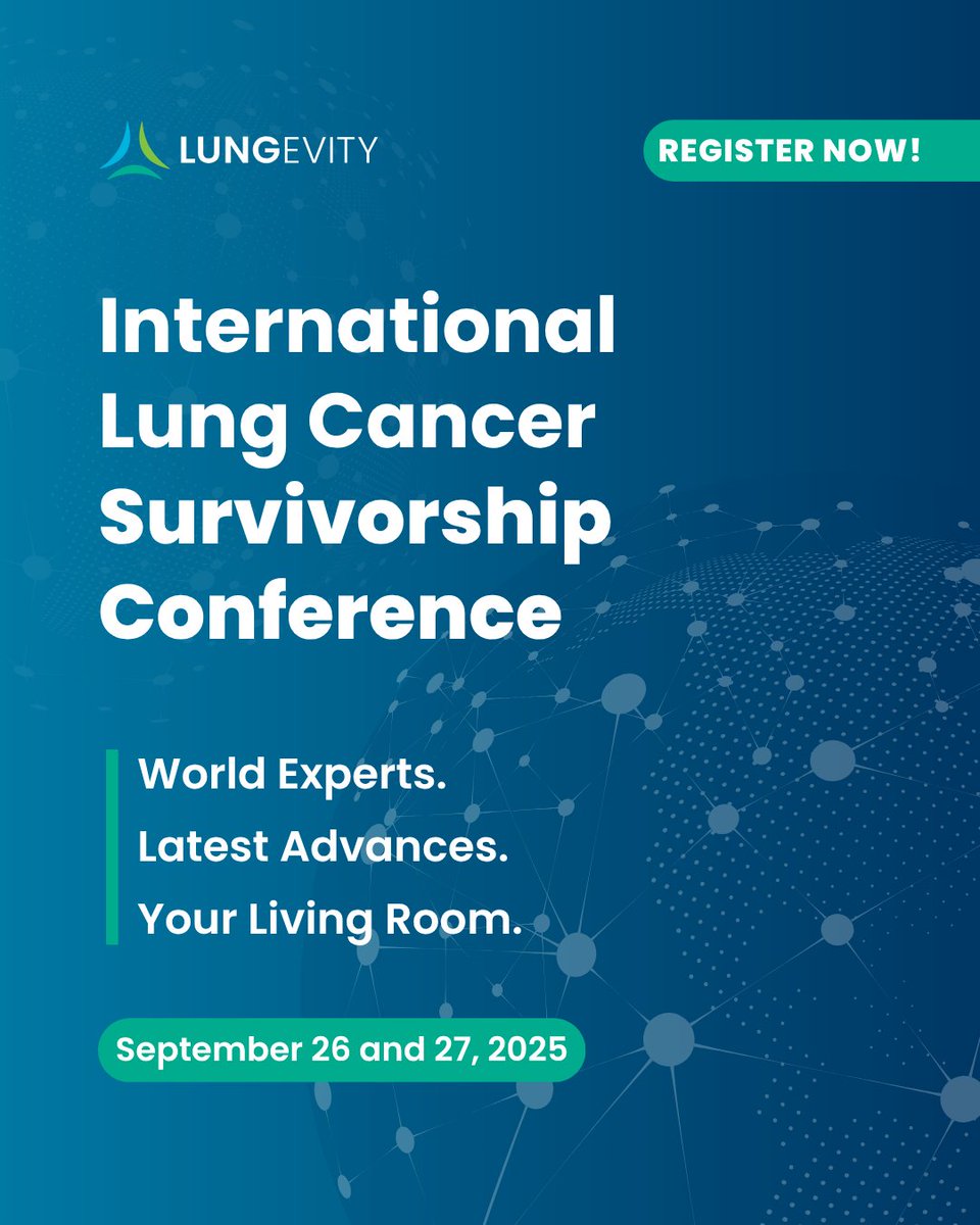 LUNGevity's tweet image. Registration is now open for the International Lung Cancer Survivorship Conference taking place virtually September 26 and 27!
Check out the agenda, learn about speakers, and register for free by visiting lungevity.org/ilcsc
#ILCSC25