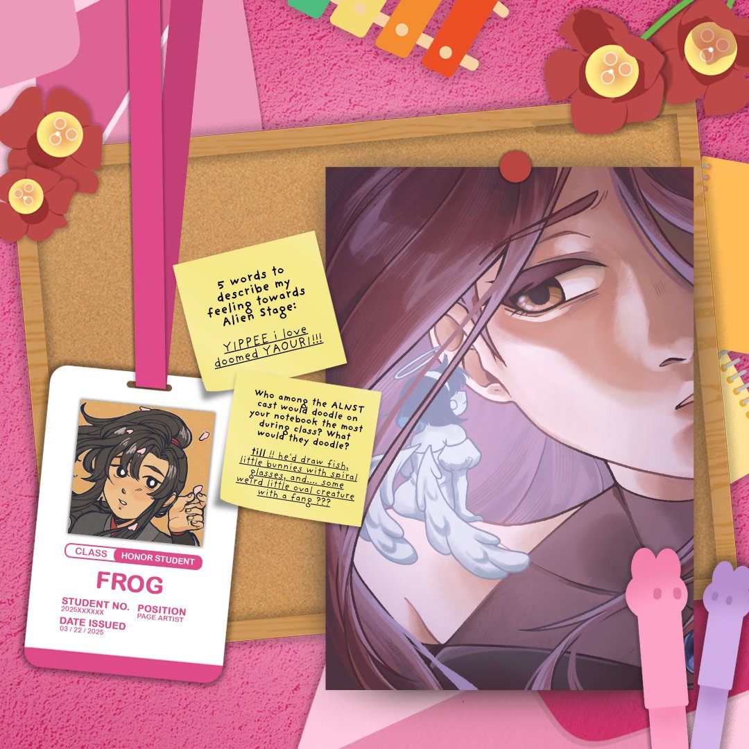 anakt_corp's tweet image. ౨ৎ PAGE ARTIST: frog ౨ৎ
Introducing page artist, @uwibbit!
We'd like to thank frog for sharing some tempting gossip. 👀 Between some cute familiar critters and a weird fanged oval creature, we can definitely make a guess where Till's heart is beating to!
#AfterSchool_ALNST