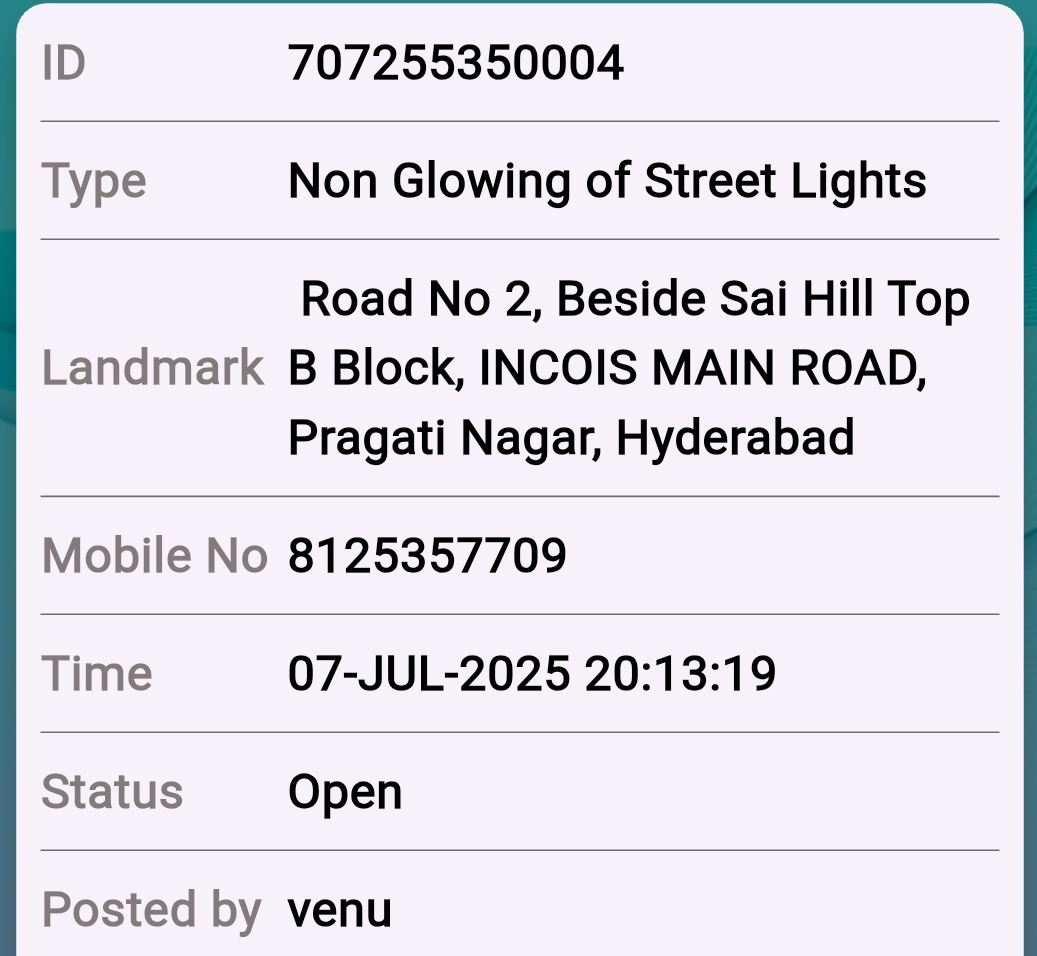 venukamarapu's tweet photo. @GHMCOnline @CommissionrGHMC @revanth_anumula @Rk_Township, street lights in our area have not been glowing since last week. Due to this, we residents are facing many issues, especially during the night. Yesterday, a child was injured due to poor visibility. plz take action. https://t.co/DoGHYaw2HF