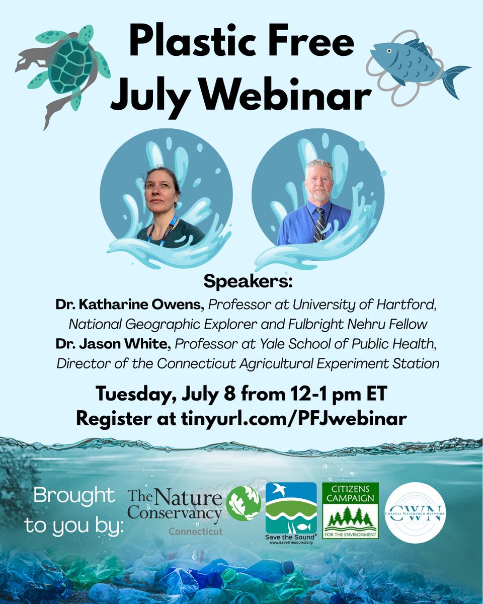 Citizens Campaign for the Environment (@citizensenviro) on Twitter photo Just 1 day away! Join CCE, <a href="/TNC_CT/">The Nature Conservancy in Connecticut</a>, and <a href="/SavetheSound/">Save the Sound</a> for our #PlasticFreeJuly educational webinar about plastic pollution on July 8 from 12-1pm. Hear from speakers Dr. Katharine Owens from <a href="/UofHartford/">University of Hartford</a> and Dr. Jason White from <a href="/YaleSPH/">Yale School of Public Health</a>. Register now at tinyurl.com/PFJwebinar 🌊 Just 1 day away! Join CCE, <a href="/TNC_CT/">The Nature Conservancy in Connecticut</a>, and <a href="/SavetheSound/">Save the Sound</a> for our #PlasticFreeJuly educational webinar about plastic pollution on July 8 from 12-1pm. Hear from speakers Dr. Katharine Owens from <a href="/UofHartford/">University of Hartford</a> and Dr. Jason White from <a href="/YaleSPH/">Yale School of Public Health</a>. Register now at tinyurl.com/PFJwebinar 🌊