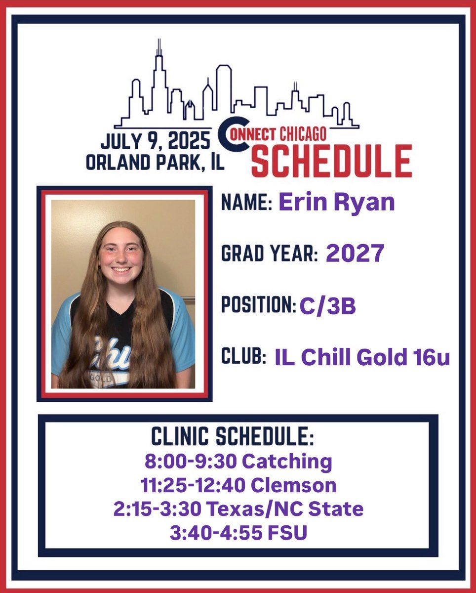 Erin Ryan 2027 (@erinryansb2027) on Twitter photo Here is our schedule for the Easton Invite this week in Orland Park. Also very excited for the <a href="/DDSBandEvents/">Diamond Direction</a> Connect Chicago camps on Wednesday!
<a href="/ILChillGold/">Chill Gold Softball</a> Here is our schedule for the Easton Invite this week in Orland Park. Also very excited for the <a href="/DDSBandEvents/">Diamond Direction</a> Connect Chicago camps on Wednesday!
<a href="/ILChillGold/">Chill Gold Softball</a>
