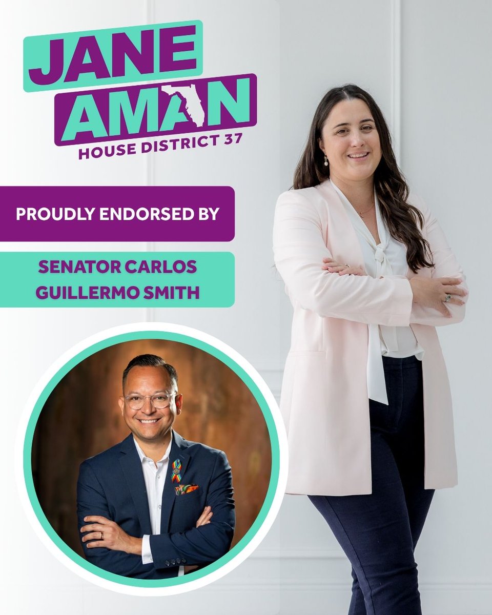 JaneforFlorida's tweet photo. Thank you, Sen. @CarlosGSmith, for your support and endorsement! I look forward to serving together and advocating for our neighbors in Orange and Seminole County. https://t.co/SWubHM8fzG