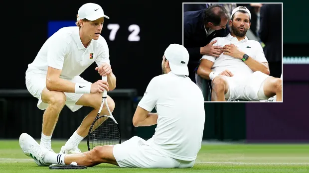 festivetables's tweet photo. Was the stop in play in order to close the roof (unnecessarily) a contributing factor in Grigor's injury?

Muscles tighten up under such circumstances. https://t.co/3eHIBE5B6B