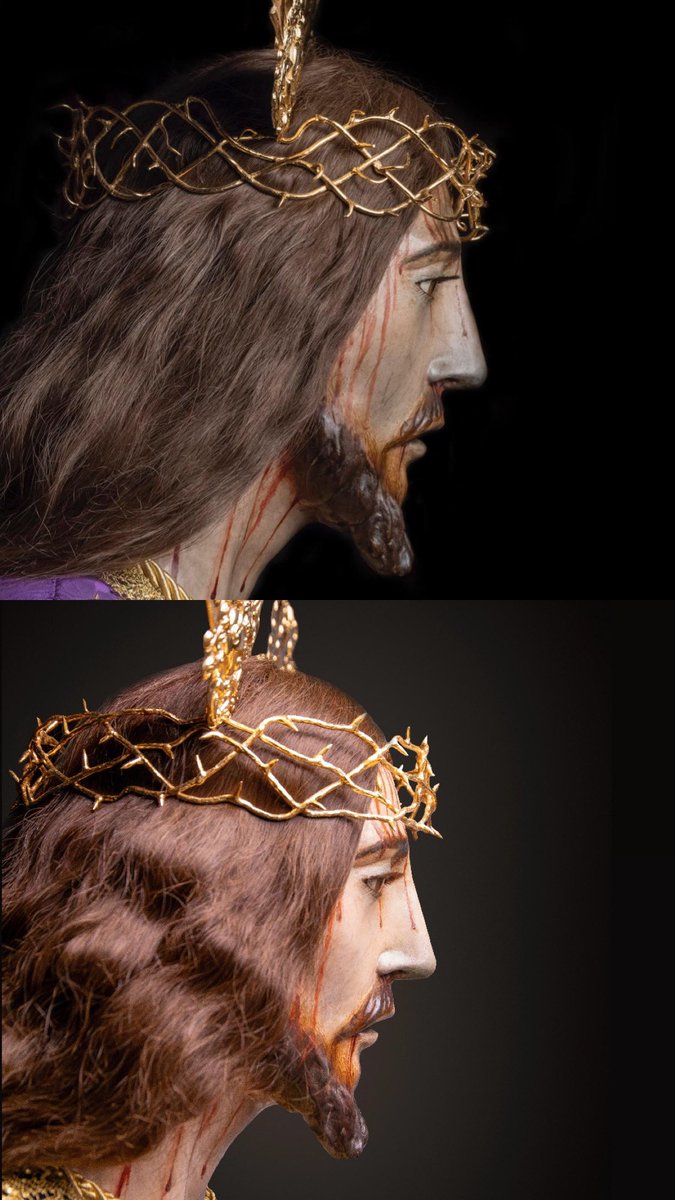jcarlosscb's tweet photo. “Ha vuelto el Señor” 

Comparativa del antes y el después de la intervención acometida por Juan Manuel Miñarro al Señor de la Sentencia 

📸@PMFotoscofrades https://t.co/qPrvBrI55E