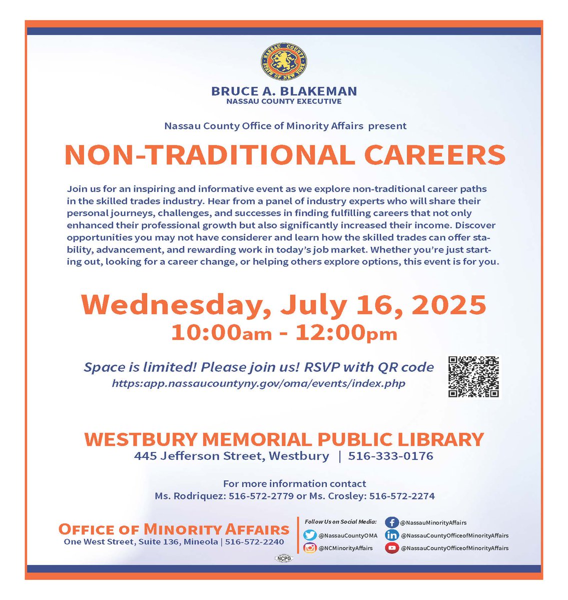 JOIN US at the Westbury Memorial Public Library on July 16th for our Non-Traditional Careers event. Attendees will have the opportunity to hear from a panel of experts who will share their experiences and expertise in order to help you get inspired and grow your income!