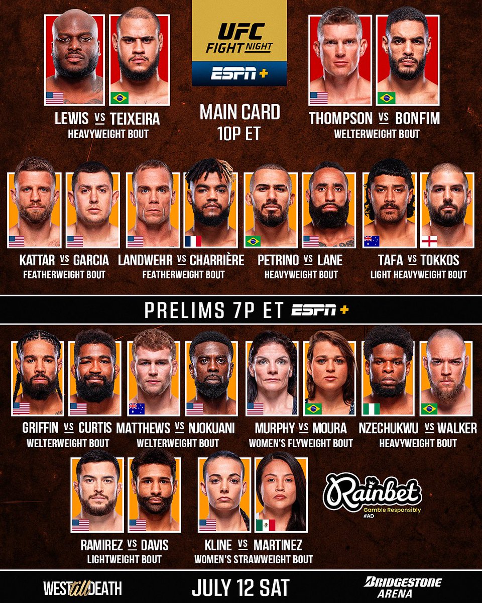 This Saturday, #UFCNashville Official Card Preview 🤠 
#ufc #mma