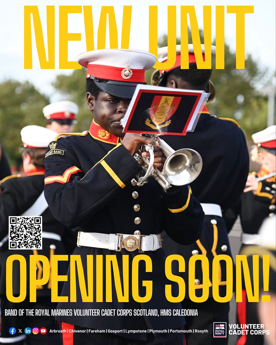 Major (VCC) Louis Colpitts (@majcolpittsvcc) on Twitter photo 🎺 NEW BAND UNIT IN SCOTLAND! 🎺
We’re launching the <a href="/BandsRMVCC/">Bands of the Royal Marines Volunteer Cadet Corps</a> (Scotland) at HMS Caledonia – and we’re recruiting!
🎶 Play an instrument? Want to help behind the scenes?
📅 Open Evening: Tue 15 Jul
🕡 1830hrs | Carnegie Hall, #Dunfermline
👉 Come meet the team!
#Rosyth 🎺 NEW BAND UNIT IN SCOTLAND! 🎺
We’re launching the <a href="/BandsRMVCC/">Bands of the Royal Marines Volunteer Cadet Corps</a> (Scotland) at HMS Caledonia – and we’re recruiting!
🎶 Play an instrument? Want to help behind the scenes?
📅 Open Evening: Tue 15 Jul
🕡 1830hrs | Carnegie Hall, #Dunfermline
👉 Come meet the team!
#Rosyth