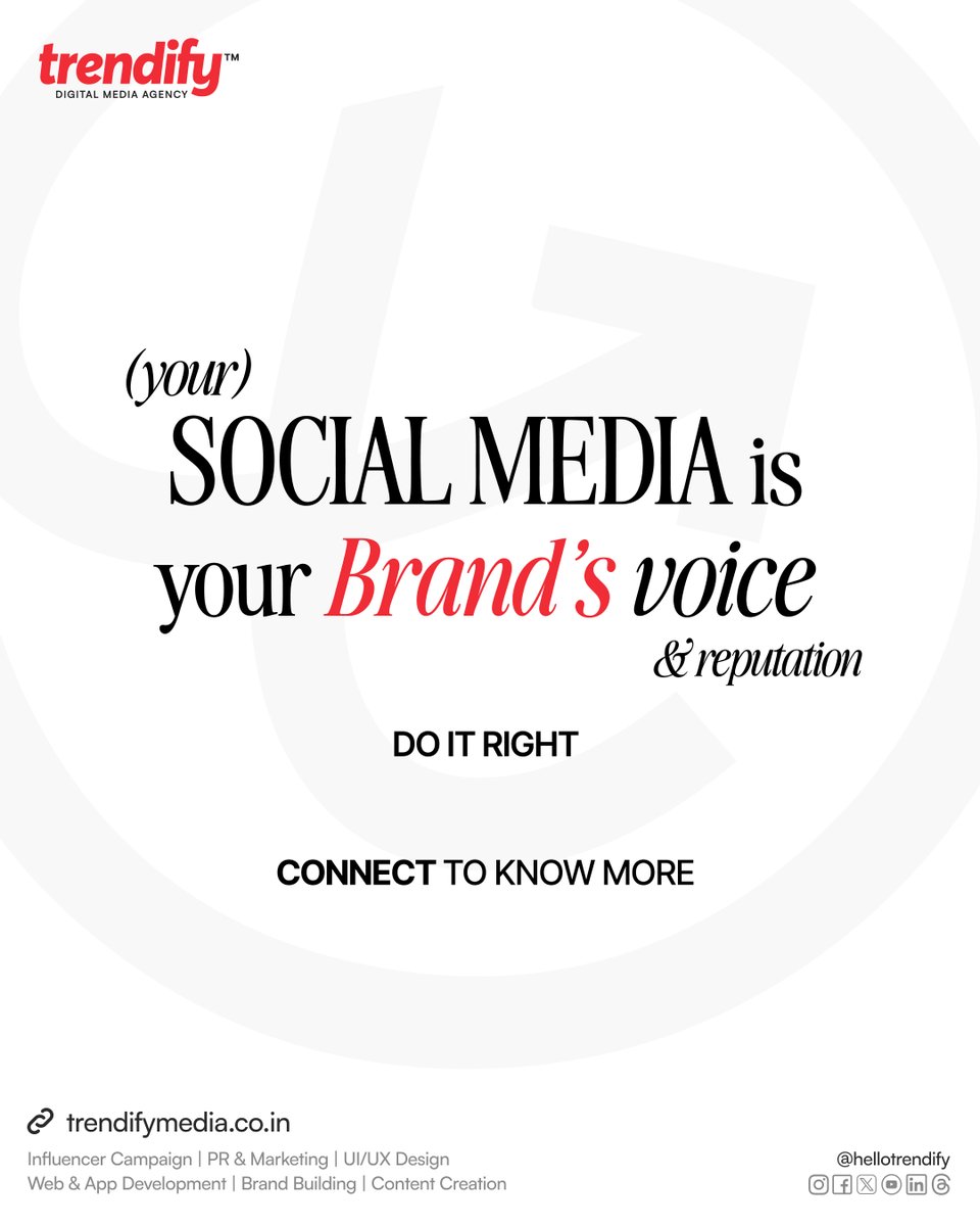 hellotrendify's tweet image. Your social media is more than just posts it’s your brand’s voice and reputation.

#DigitalWithImpact #TrendifyMedia #CreativePower #Trendify #9YearsOfCreativity