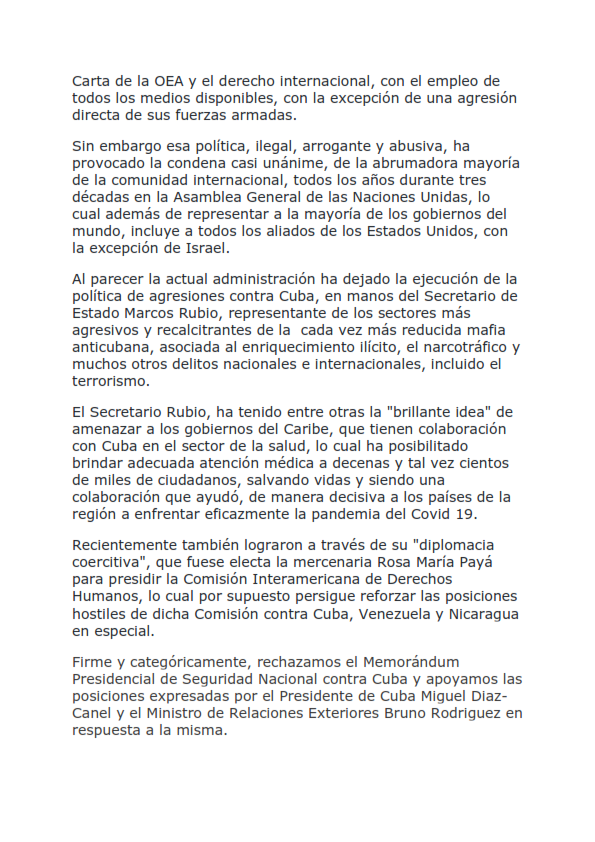 Nación y Emigración (@nacionyemig) on Twitter photo La Asociación de Cubanos Residentes en #Jamaica 🇯🇲 condena Memorando Presidencial de Seguridad Nacional contra #Cuba 🇨🇺
Respaldan pronunciamientos de nuestro presidente
<a href="/DiazCanelB/">Miguel Díaz-Canel Bermúdez</a> y Canciller <a href="/BrunoRguezP/">Bruno Rodríguez P</a>
#TumbaElBloqueo La Asociación de Cubanos Residentes en #Jamaica 🇯🇲 condena Memorando Presidencial de Seguridad Nacional contra #Cuba 🇨🇺
Respaldan pronunciamientos de nuestro presidente
<a href="/DiazCanelB/">Miguel Díaz-Canel Bermúdez</a> y Canciller <a href="/BrunoRguezP/">Bruno Rodríguez P</a>
#TumbaElBloqueo