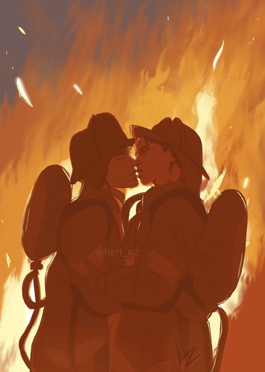 liart_ez's tweet photo. You are my fire~ (pero la versión de Jake Peralta)                                                                                      #digitalart #fanart #911abc #911show #911fox #buckbuckley #evanbuckley #eddiediaz #buddie #fire #buddiefanart #mlm #firefighter https://t.co/Y1EdorKb20
