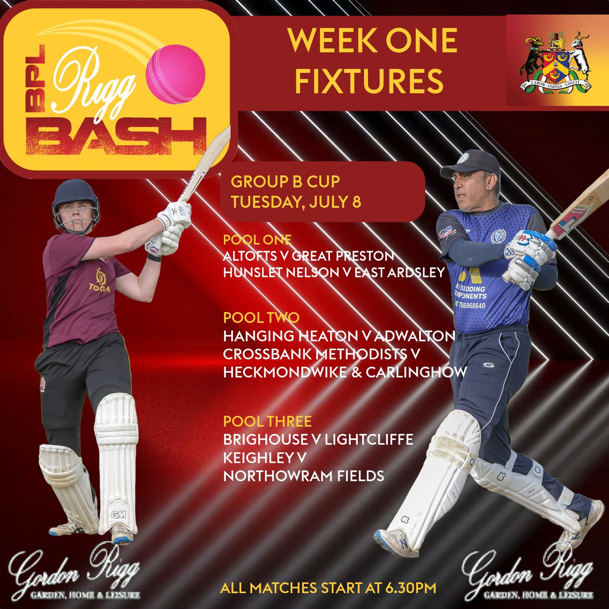 The Rigg Bash T20 Group B Cup gets under way tomorrow evening.