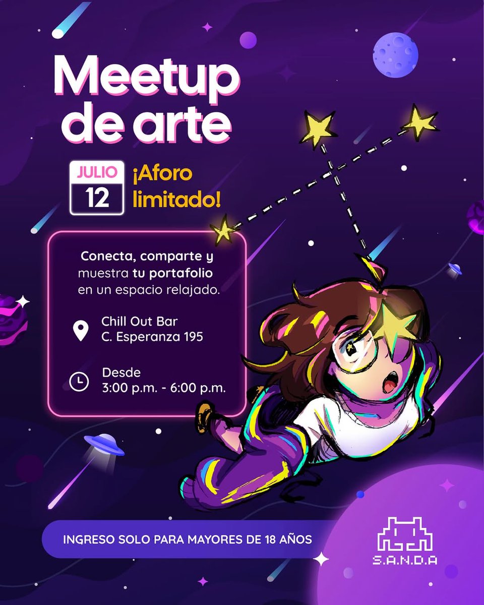 ¿Eres artista y quieres mostrar tu trabajo, conocer colegas y pasarla bien? Este sábado 12 de julio es el Art Meetup de SANDA 🎨 

Portafolios, arte, comunidad y buena vibra: 
 📍Miraflores | 👤@teamaki4 

#ArtMeetupSANDA #ArteDigital #ComunidadCreativa