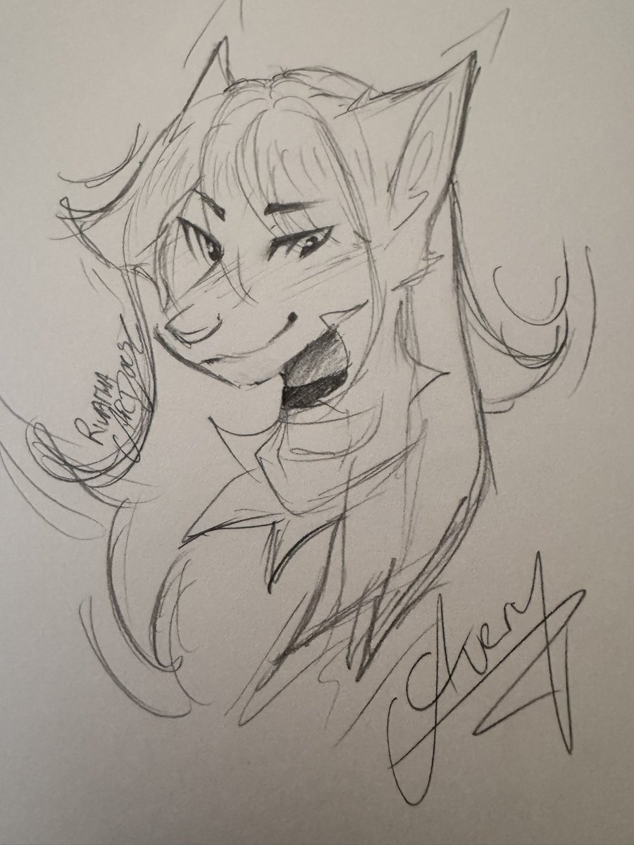 Haven’t posted art in a while soooo
Sketch I did for <a href="/AveryFoxArts/">Avery Fox @ANTHROCON</a> at AC :)