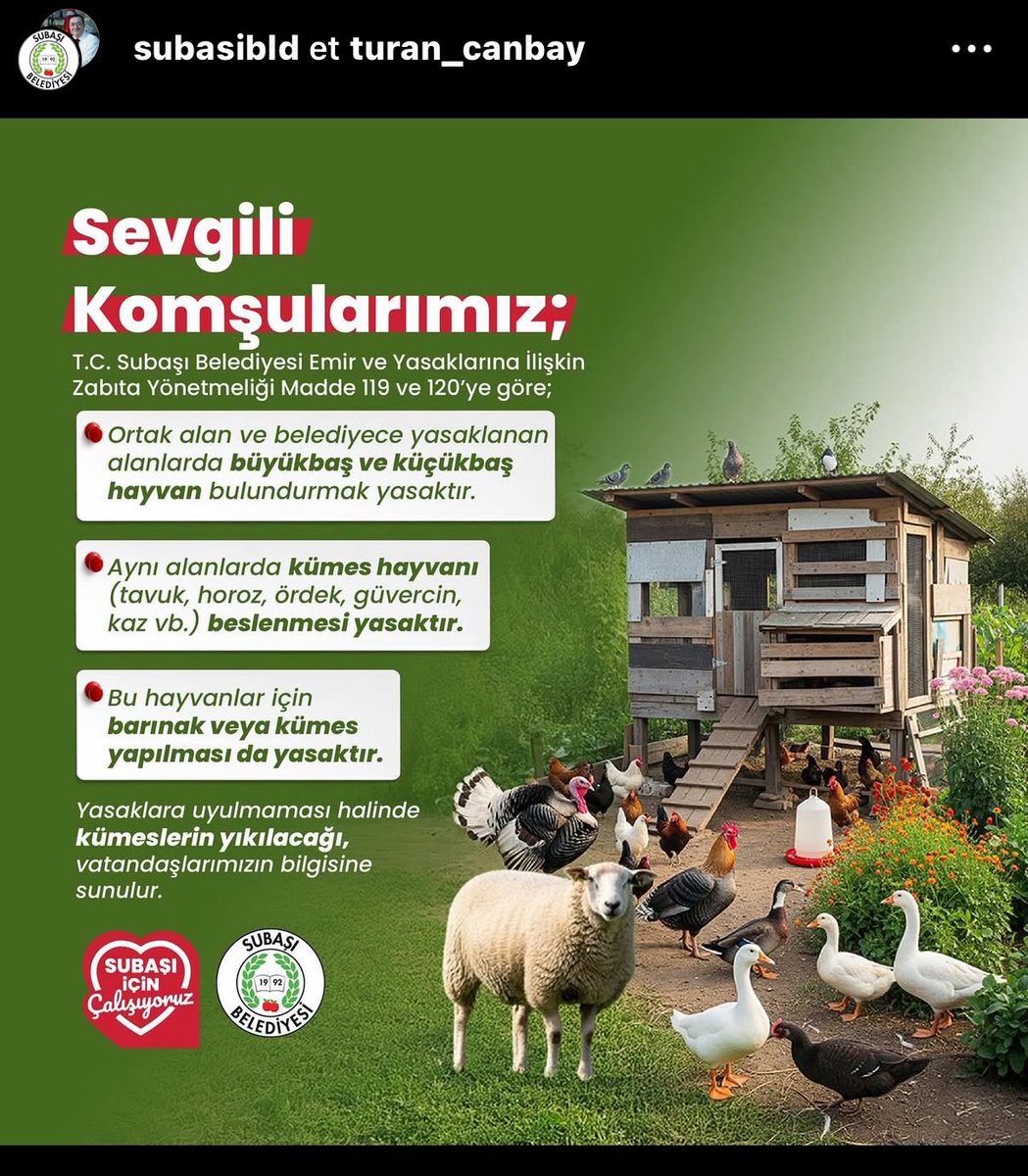 <a href="/aliosmanonder34/">Ali Osman Önder</a> Barınak ve kümes yapılması da yasakmış ! 5199 14/g Madde 14 – Yasaklar
Hayvanlara aşağıdaki fiillerin yapılması yasaktır:

(g) Her ne amaçla olursa olsun hayvanların, bakımlarını ve beslenmelerini yapmadan, aç ve susuz bırakılması, aşırı sıcak veya soğukta, doğrudan güneş altında