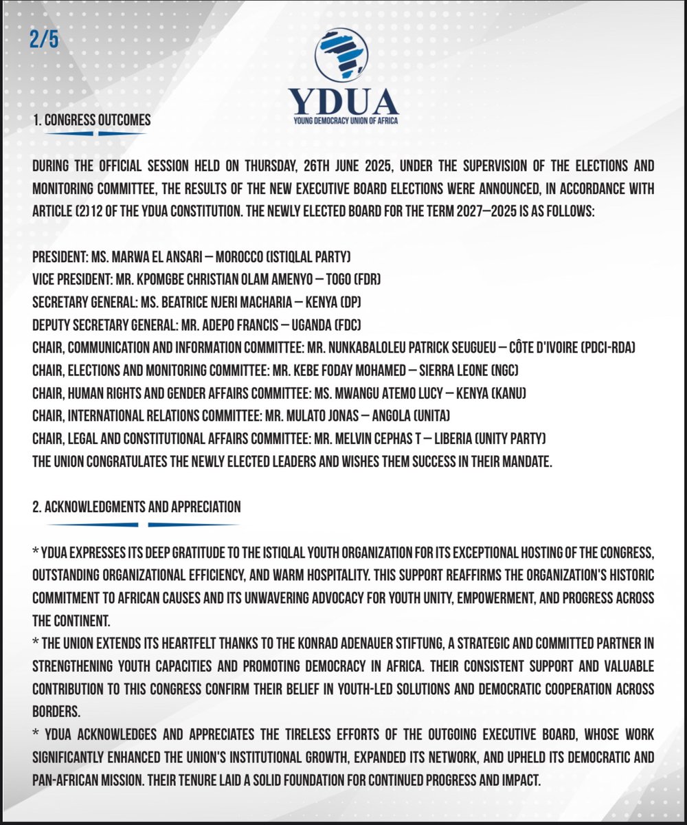 Every African citizen deserves to live in a state governed by the rule of law. Let us continue to demand transparency, justice, and the active participation of all in democratic life. Democracy cannot be built without justice, freedom, and accountability.
#ydua2025 #Africaunited
