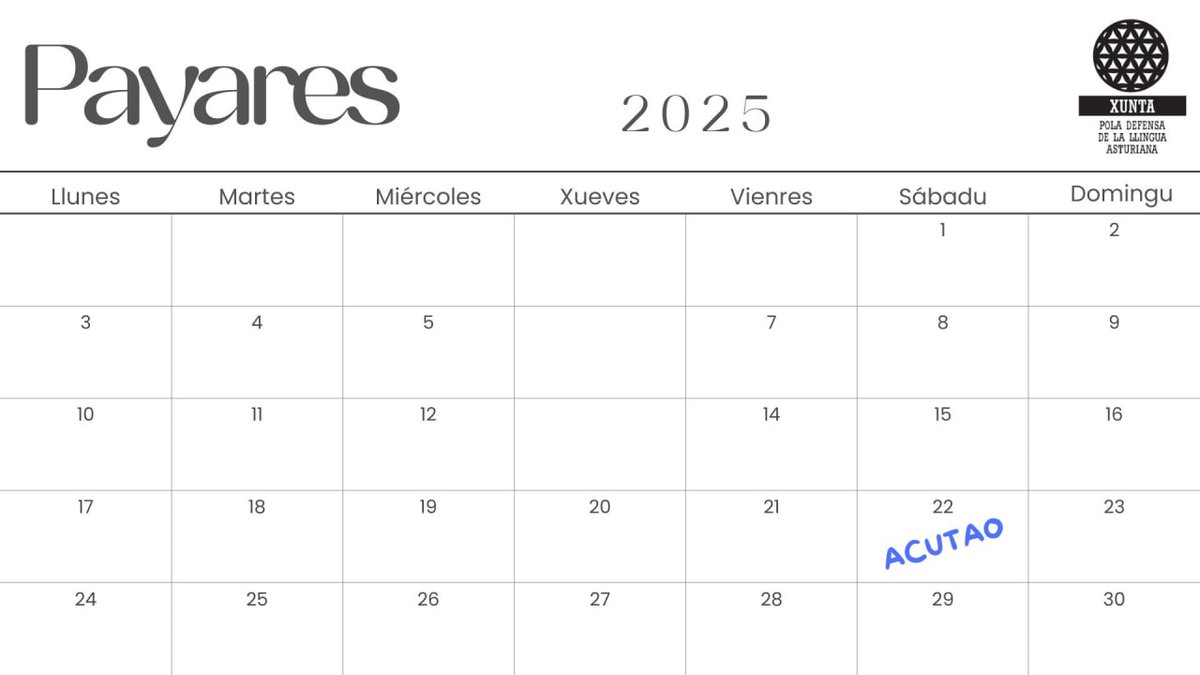 Acutái la fecha: sábadu 22 de payares, tarde-nueche. ¡Más pistes, dientro poco!