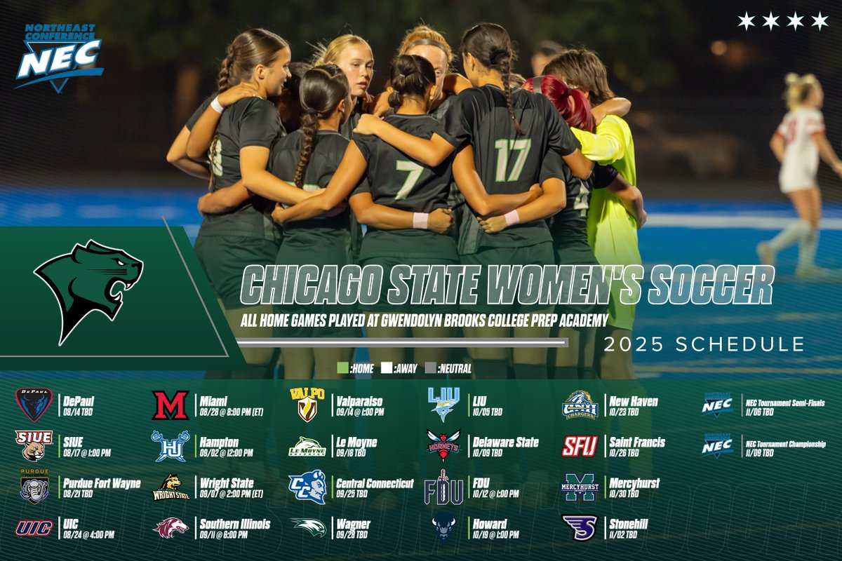 ChiStateCougars's tweet image. Chicago State Athletics Releases 2025 Women's Soccer Schedule
Schedule Preview: bit.ly/44ji6Vh