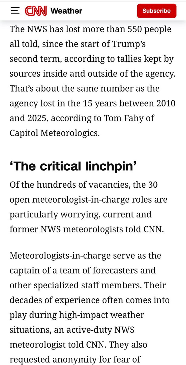 #Resist #CombatTrumpism #WinTheVote26 #VoteBlue #wtpBLUE WE THE PEOPLE wtp2785
 
Trump fired 600 employees from the National Weather Service, and ignored warnings from all 5 previous directors of the NWS that doing so could lead to needless loss of life. Florida Meteorologist