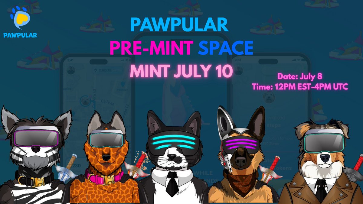 PawPular (@pawpularapp) on Twitter photo πΎ Pre-Mint Pop Space β July 8 at 12PM EST / 4PM UTC
π¨ Mint goes live July 10 at 2PM EST / 6PM UTC!
Letβs kick things off early with a fun, open mic-style Space! π
Any Web3 project is welcome to join, come vibe, chill & connect with the community. π§΅πΆ
ποΈ Featuring:
<a href="/the_xbank/">The X Bank π¦</a> πΎ Pre-Mint Pop Space β July 8 at 12PM EST / 4PM UTC
π¨ Mint goes live July 10 at 2PM EST / 6PM UTC!
Letβs kick things off early with a fun, open mic-style Space! π
Any Web3 project is welcome to join, come vibe, chill & connect with the community. π§΅πΆ
ποΈ Featuring:
<a href="/the_xbank/">The X Bank π¦</a>