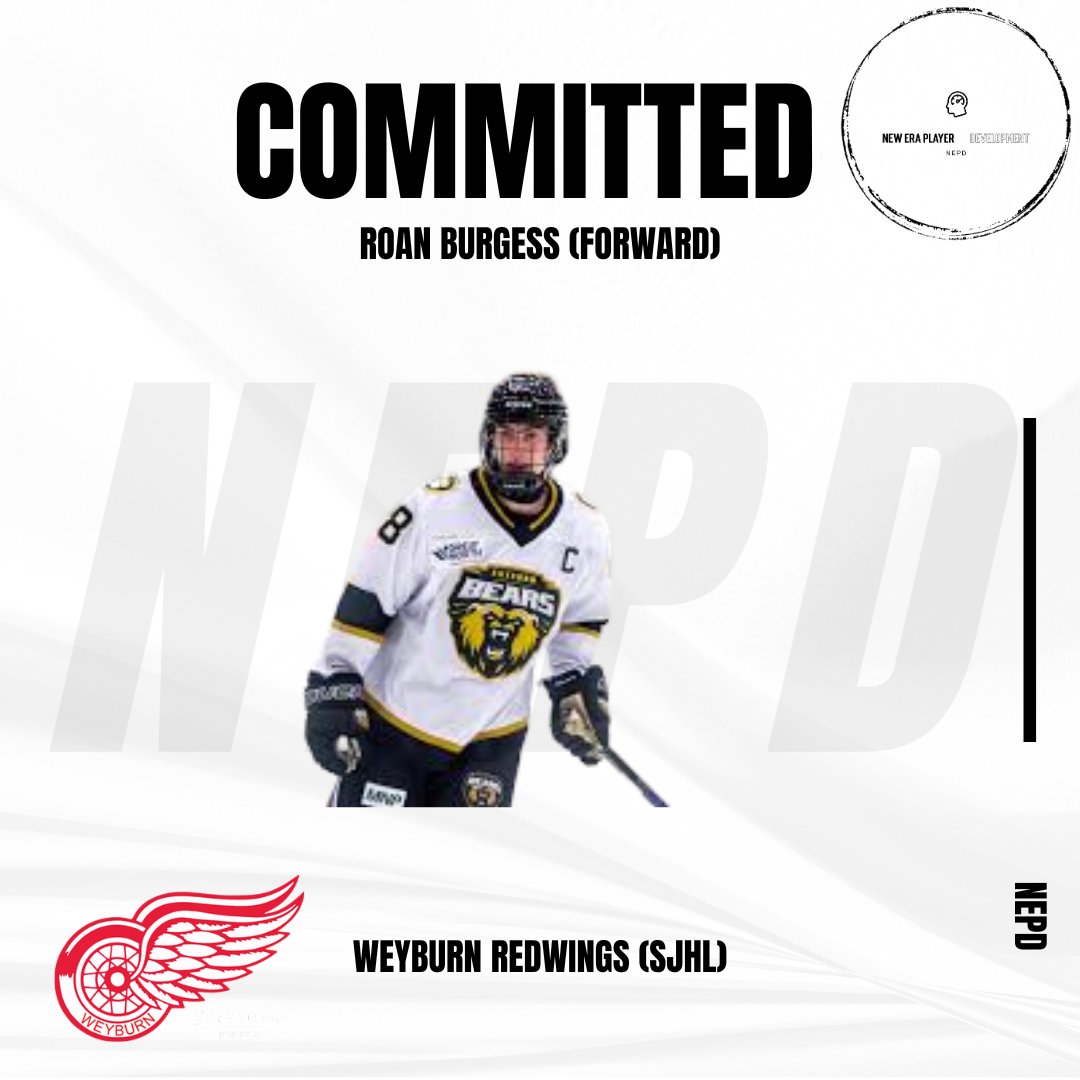 newera_develop's tweet image. Roan Burgess has signed an LOI to play for the @weyburnredwings  for the 2025-26 season. He will also be heading to training camp with the @SCBroncos.  

Roan was the Captain of the @EstevanBears last season where he put up 28 goals. 

Congrats Roan!