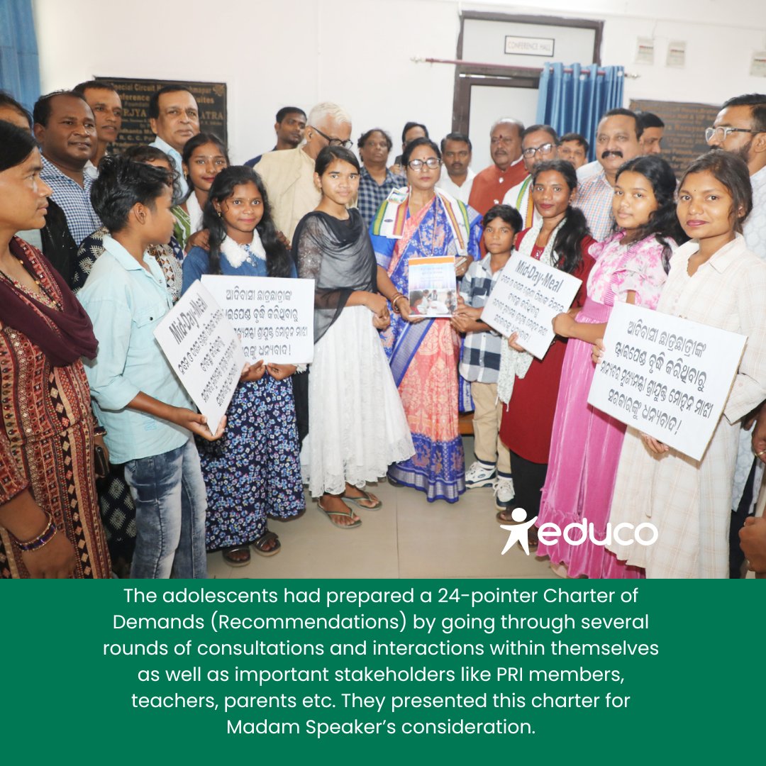 Our young citizens achieve an important milestone. They present their concerns to the honorable Speaker, #Odisha Legislative Assembly, Smt.
<a href="/suramapadhybjp/">SuramaPadhy</a>.

We thank Honorable Madam Speaker for her warmth and commitment to the #children of Odisha🙏 

#Empowered #EducationHeals