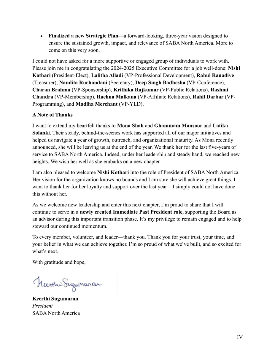 Blazing New Trails - A Year in Review, a letter from our Immediate Past President, Keerthi Sugumaran