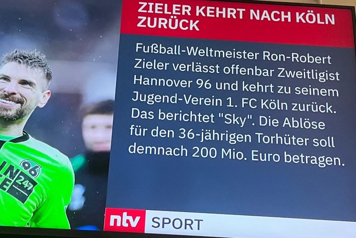 ist doch ganz okey wenn Zieler für 200 Mio geht… #h96