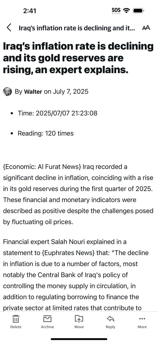 BROTHERSTE27892's tweet image. 🏌🏾♂️💥🏌🏾♂️
Economic: Al Furat News} Iraq recorded a significant decline in inflation, coinciding with a rise in its gold reserves during the first quarter of 2025. These financial and monetary indicators were described as positive despite the challenges posed by fluctuating oil…